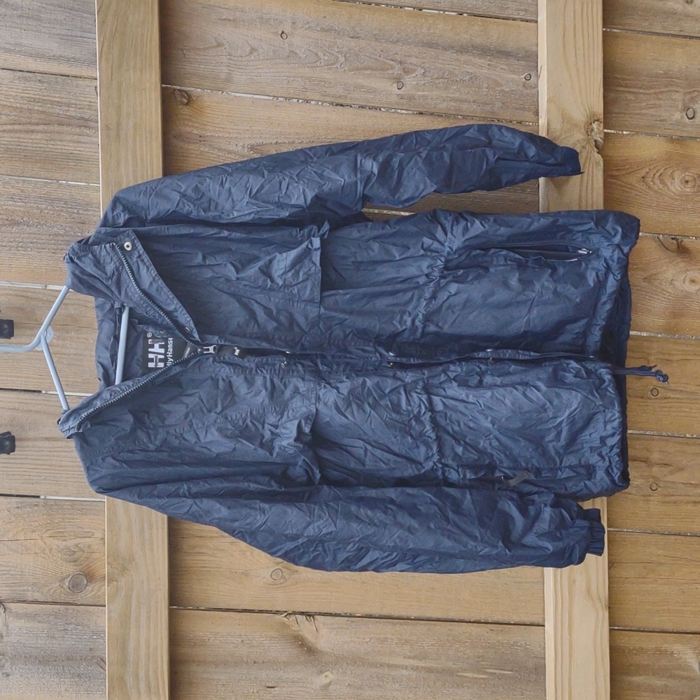 Helly Hansen Outdoors Hiking Athletic Nylon Hooded Waistband Windbreaker Jacket